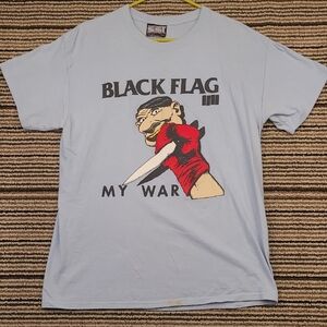 BLACK FLAG My War Light Blue Punk Rock Band SST Mens Sz L Cotton T Shirt VTG‎